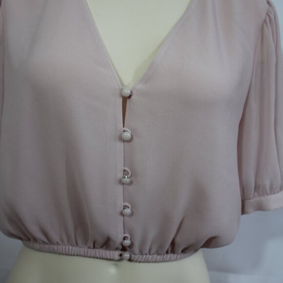 Wilfred  Aritzia Sofiane Cropped Blouse woman V-neck button up  size small - Picture 4 of 8
